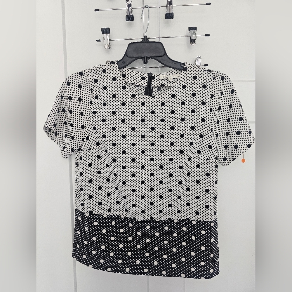Daniel Rainn Polka Dot Colorblock Blouse Size S